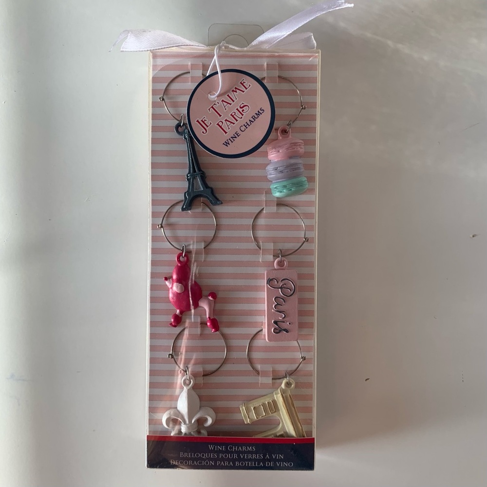 Je T’aime Wine Glass Charms {Set of 6} — NIB
